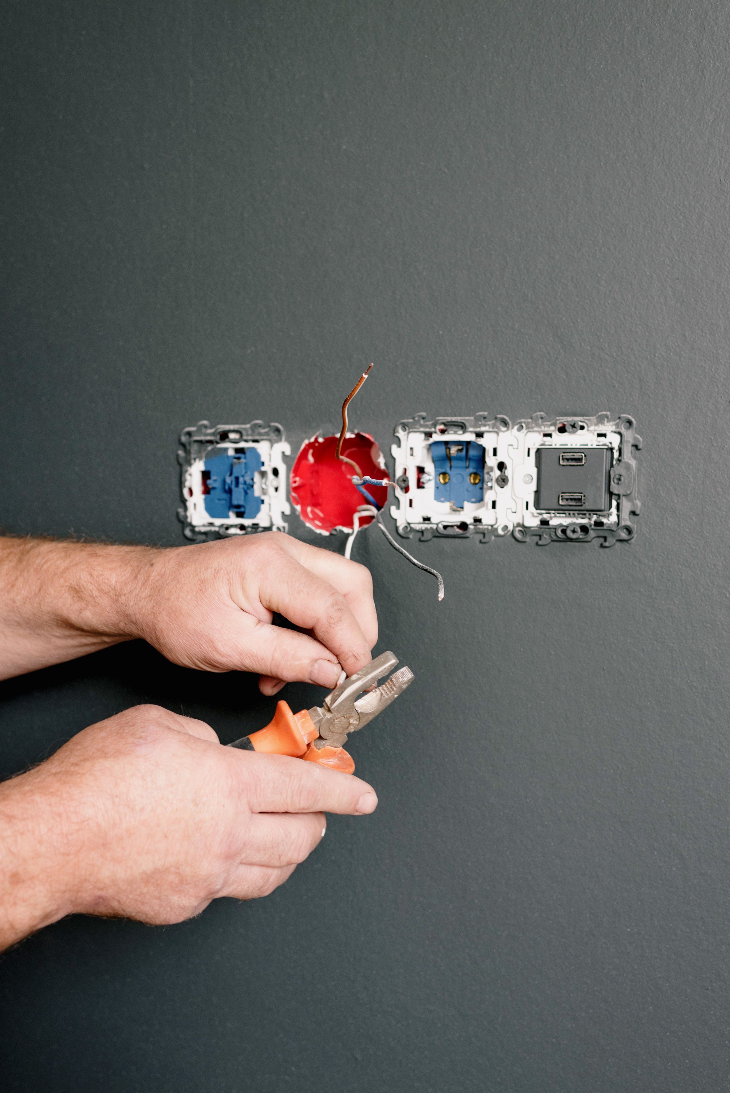 Professional electrician at work